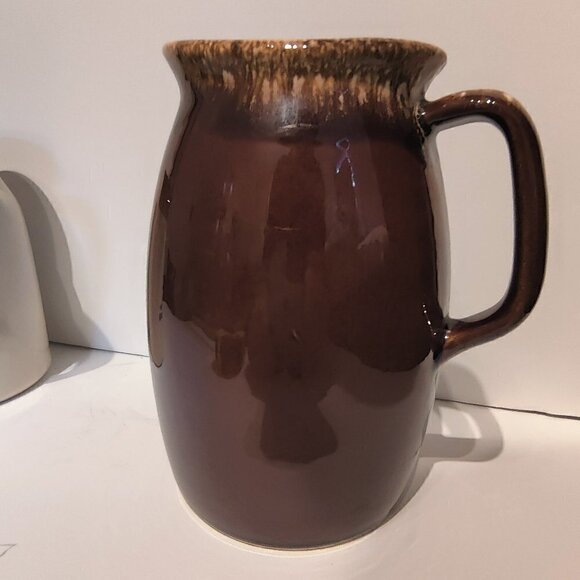 Vintage Hull Pottery Large Pitcher in a Rich Brown Drip Glaze 7" x 5.5" - Picture 2 of 5
